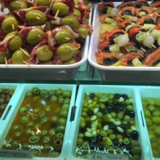 Olives for days at the Mercado de San Miguel